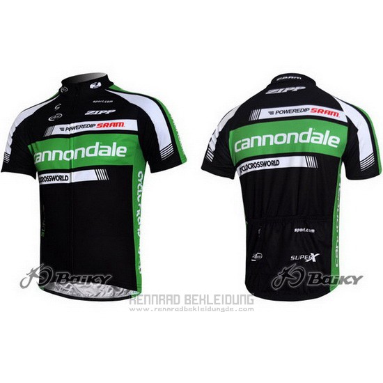 2011 Fahrradbekleidung Cannondale Shwarz und Grun Trikot Kurzarm und Tragerhose